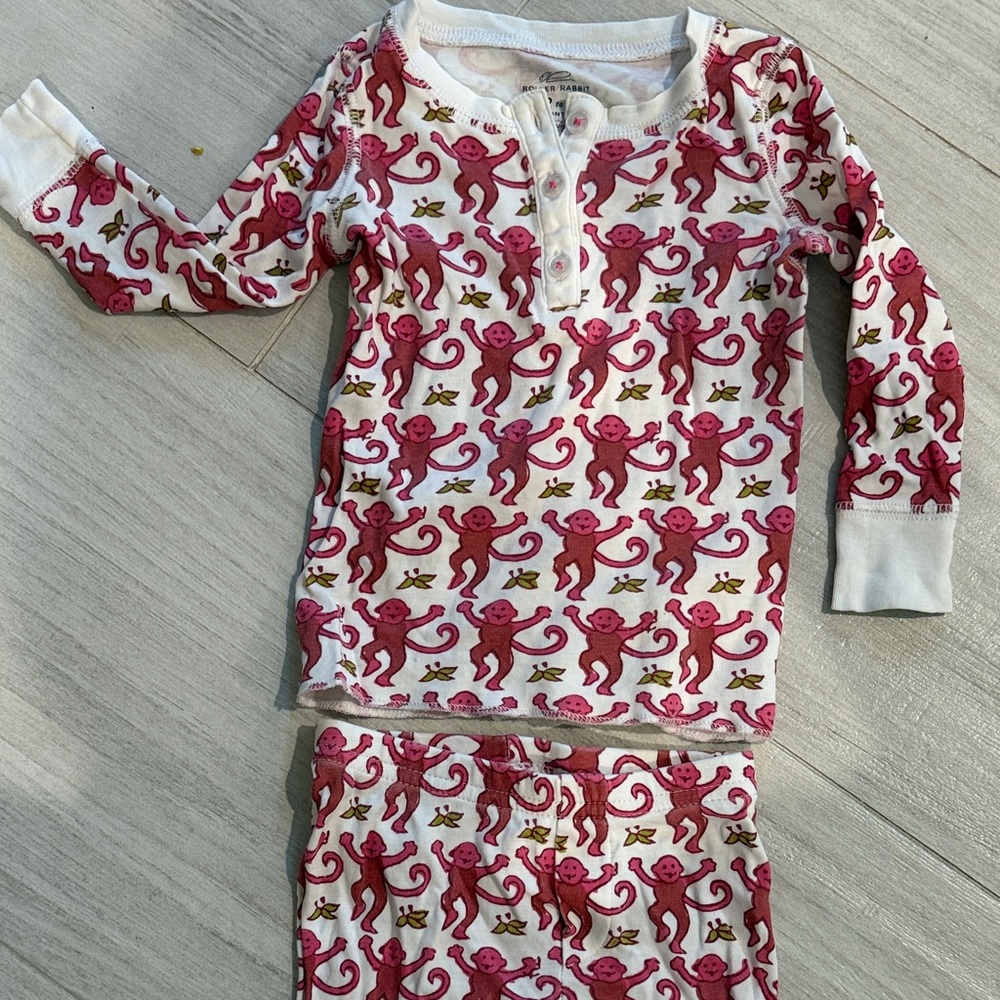 Roller rabbit pink/ red monkey Jammie’s!